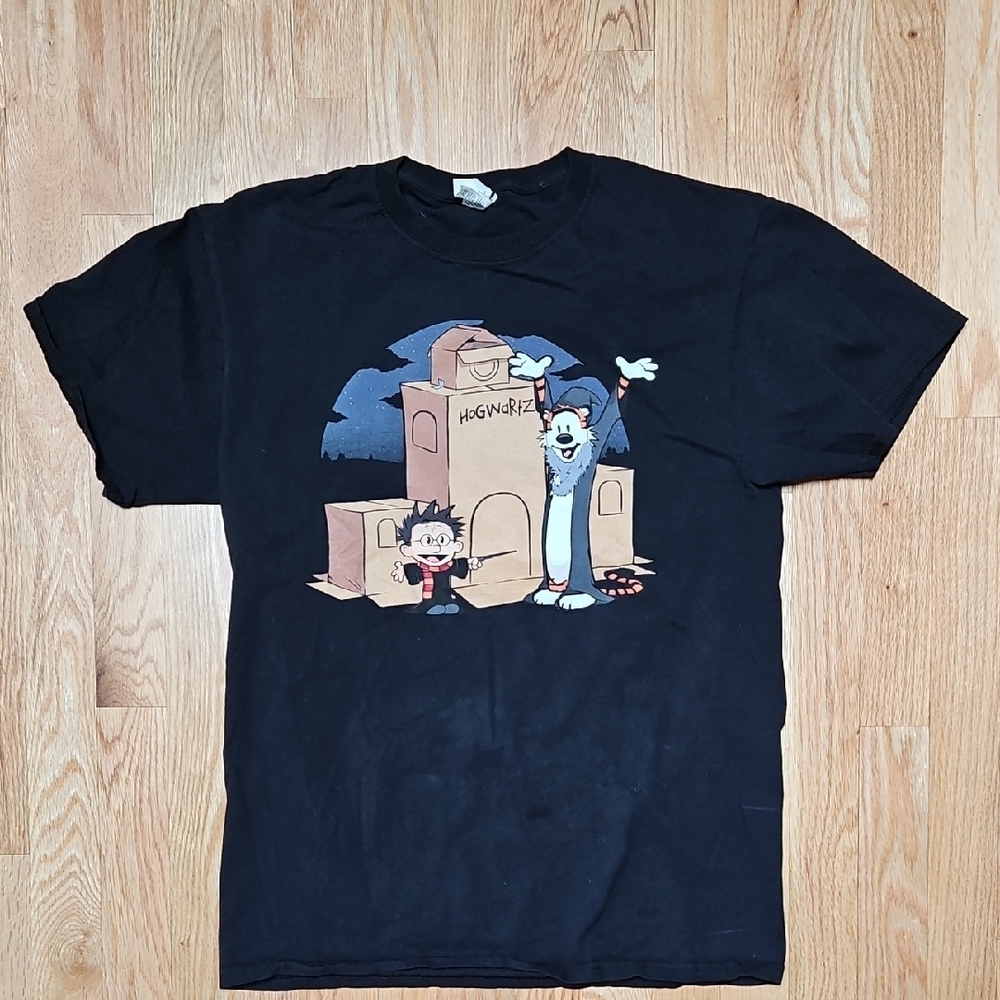 Black Graphic T-Shirt with Cartoon Print